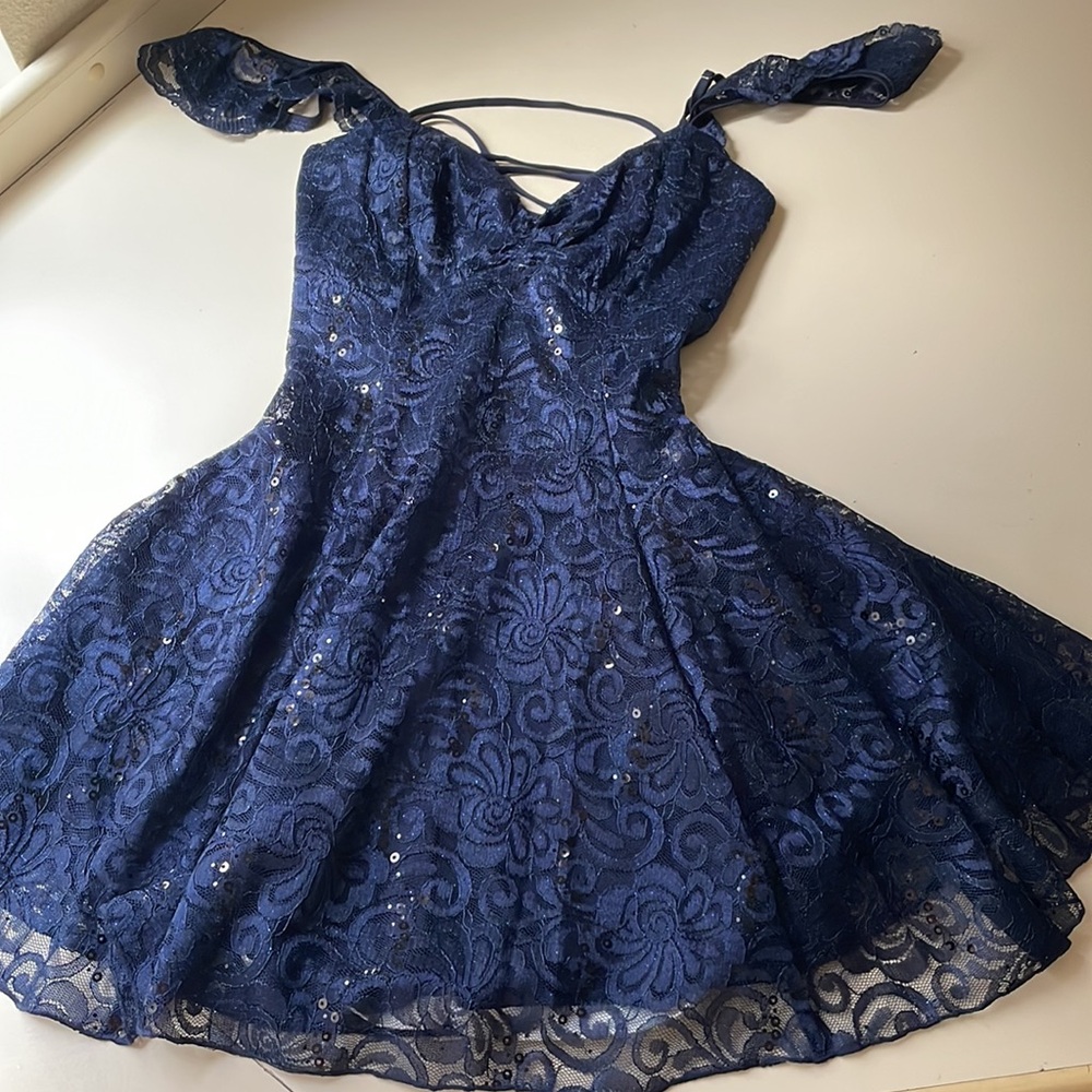 Lucy in the Sky Navy Blue Mini Dress - Picture 3 of 8